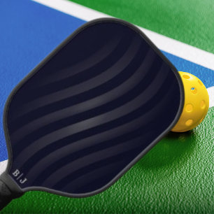 Modern Black Monogram Retro Geometric Pickleball Paddle