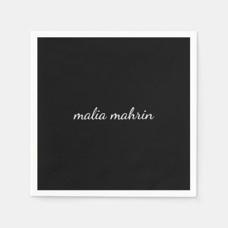 Modern Black Monogram Script Design Napkin