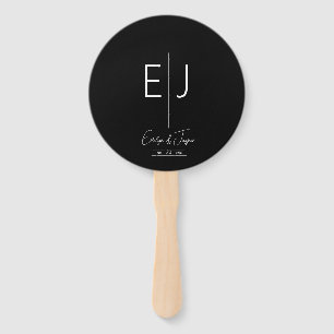 Modern Black Monogram Set of Fans