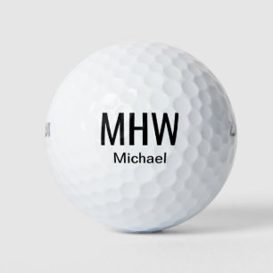 Modern Black Monogrammed Golf Balls