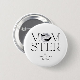 Modern Black Moon Bats Halloween Momster Mum 6 Cm Round Badge