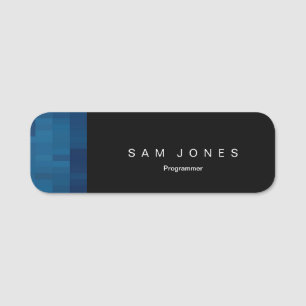Modern Black N Blue Pixel Name Tag