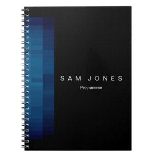 Modern Black N Blue Pixel Notebook