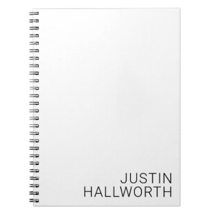 Modern Black Name On White Notebook
