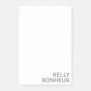 Modern Black Name on White Post-it Notes