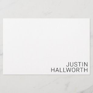 Modern Black Name on White Stationery
