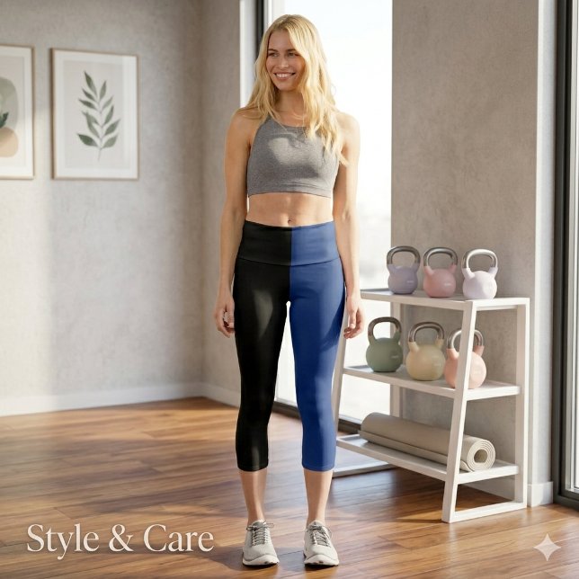 Modern Black Navy Blue Sleek Active Style Capri Leggings (Modern Black Navy Blue Sleek Active Style Capri Leggings)