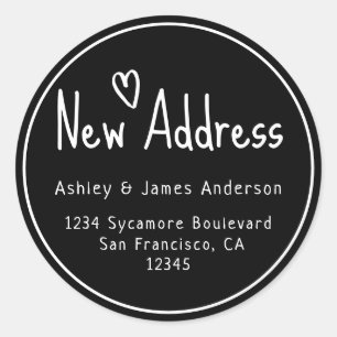 Modern Black New Address Return Address Sticker