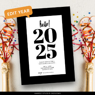 Modern Black New Years Party Invitation