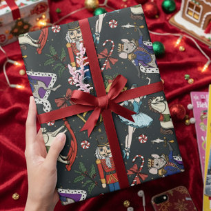 Modern Black Nutcracker Mouse King Ballerina Xmas Wrapping Paper