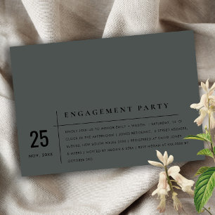 Modern Black on Black Typography Engagement Invitation