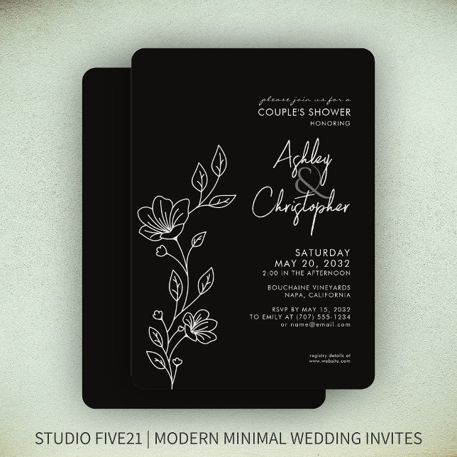 Modern Black Onyx Outline Wedding Shower Invitation (Creator Uploaded)