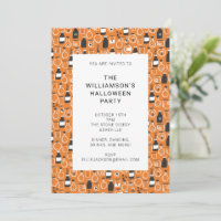 Modern Black Orange Apothecary Halloween Party
