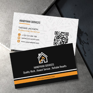 Modern Black Orange Tools House Repair Handyman Business Card