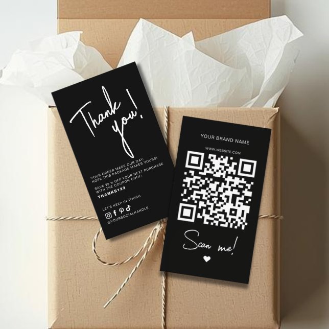 Modern black order thank you QR code Business Card (Creator Uploaded)