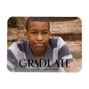 Modern Black Overlay 2025 Photo Grad Announcement Magnet