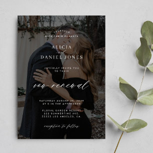 Modern black overlay 2 photos vow renewal wedding invitation