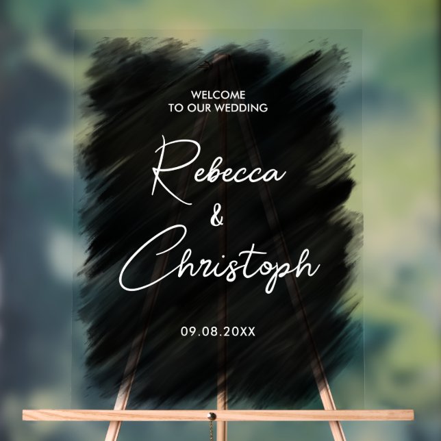 Modern black painted wedding welcome  acrylic sign (Neutral)