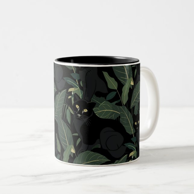 Modern black panther  Two-Tone coffee mug (Front Right)