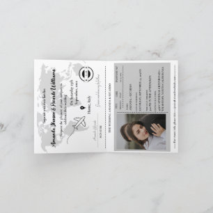 Modern Black  Passport Photo Wedding Invitation