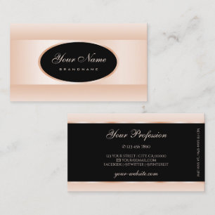 Modern Black Pastel Pink Ombre Oval Frame Elegant Business Card