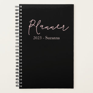 Modern Black Personalise Name Year Planner