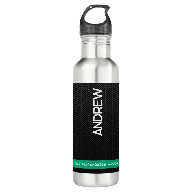 Modern Black Personalised  710 Ml Water Bottle (Front)