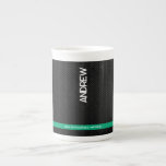 Modern Black Personalised  Bone China Mug<br><div class="desc">Sip in style with this modern black personalised bone mug. Featuring a sleek black design with your custom name or message, it’s both elegant and practical. Personalise in seconds with fonts and colours of your choice. Made from premium bone China, this mug is lightweight yet durable perfect for coffee, tea,...</div>