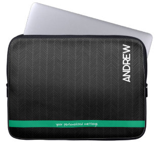 Modern Black Personalised  Laptop Sleeve