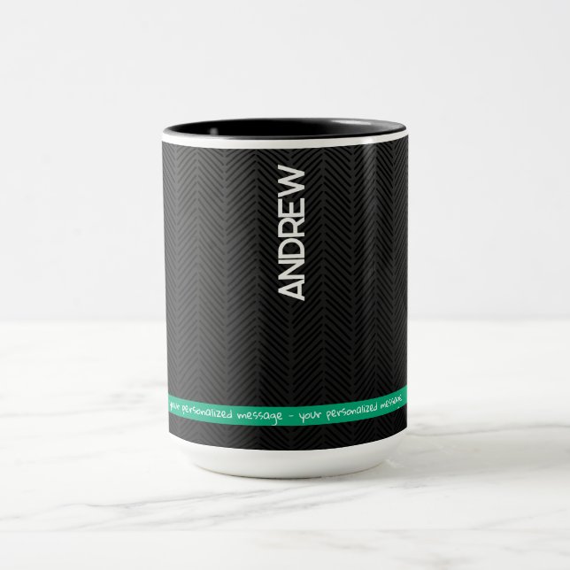 Modern Black Personalised  Mug (Center)