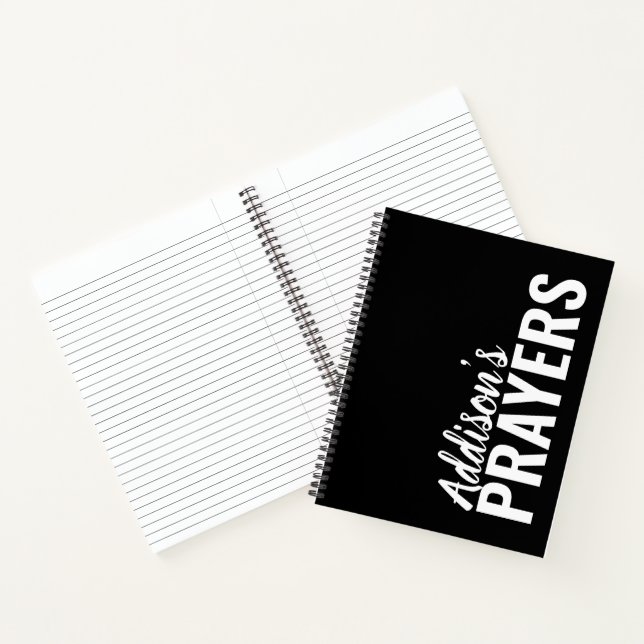 Modern Black Personalised Prayer Journal Notebook (Inside)