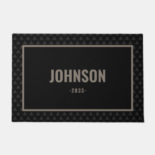 Modern Black Personalized Family Last Name Doormat