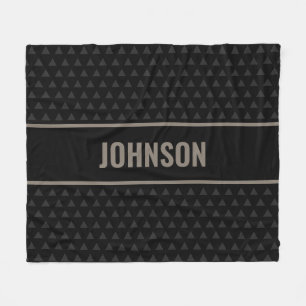 Modern Black Personalized Family Last Name Fleece Blanket