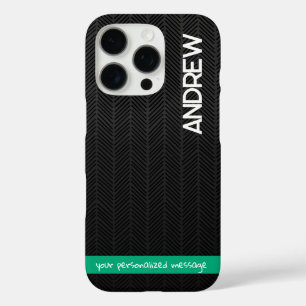Modern Black Personalized iPhone Case With Message