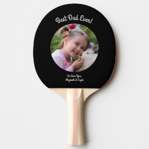 Modern Black Photo Best Dad Ever Ping Pong Paddle