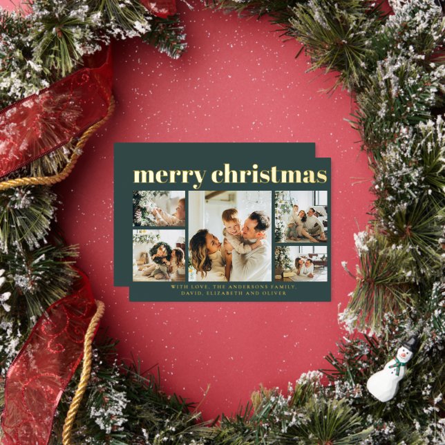 Modern Black Photo Collage Minimal Green Christmas (Insitu)