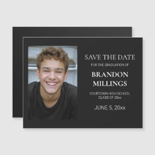 Modern Black Photo Graduation Save Date