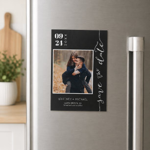 Modern Black Photo Save the Date