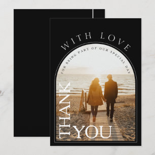 Modern Black Photo Wedding Thank You Card
