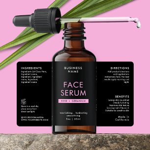 Modern Black & Pink 2 OZ Dropper Bottle Label