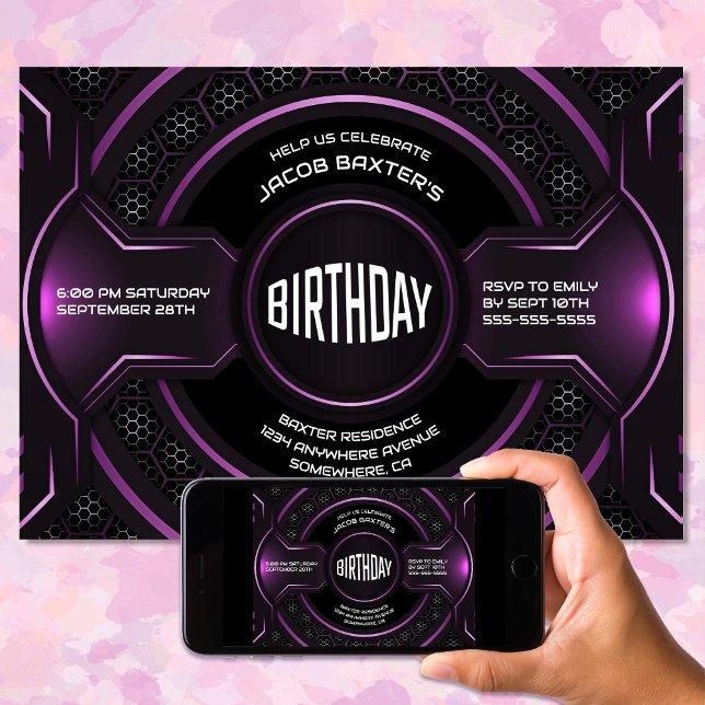 Modern Black Pink Any Age Birthday Party Invitation (Creator Uploaded)