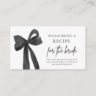 Modern Black Pink Bow Please Bring A Recipe Enclosure Card