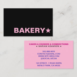 Modern Black & Pink Colour   Customisable Bakery Business Card