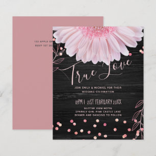 Modern Black Pink Daisy Wedding