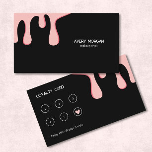 Modern Black Pink Drip Makeup Artist Loyalty Card