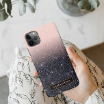 Modern Black & Pink Glitter Sparkles Name iPhone 11Pro Max Case<br><div class="desc">Modern Black & Pink Glitter Sparkles Name</div>