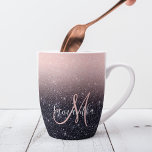 Modern Black & Pink Glitter Sparkles Name  Latte Mug<br><div class="desc">Modern Black & Pink Glitter Sparkles Name</div>