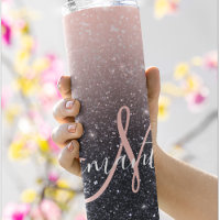 Modern Black & Pink Glitter Sparkles Name 