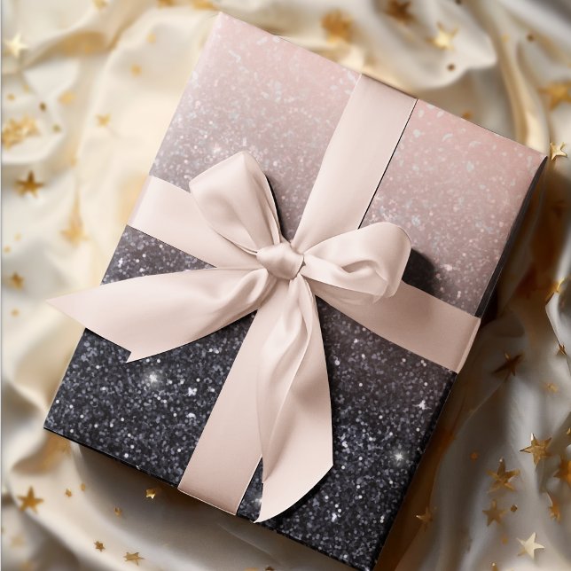 Modern Black & Pink Glitter Sparkles Name Wrapping Paper (Creator Uploaded)