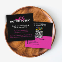 Modern Black & Pink Google Review QR Code Notary 